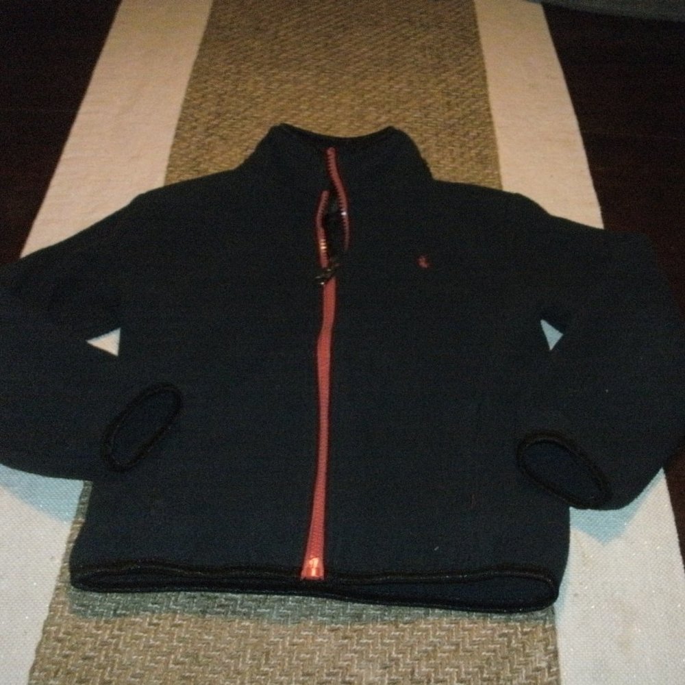 Polo Ralph Lauren Navy Blue Red Pony Fleece Full Zip Jacket Coat child size 6